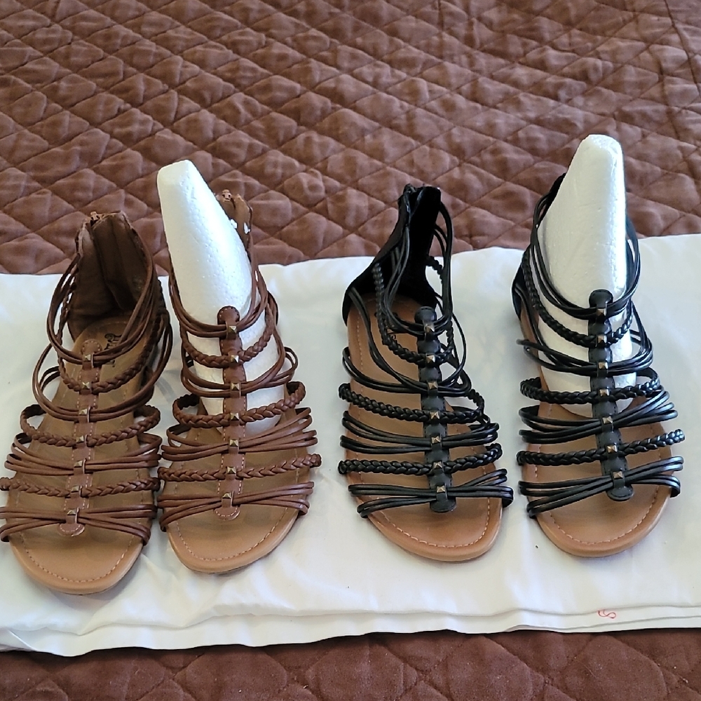 Brash Multi-Strap Sandals in Brown and Black